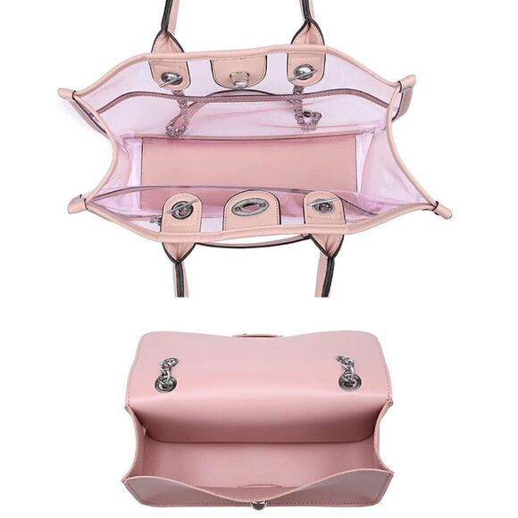 Large Clear Tote Bag Set Pink - Picture 6 of 6